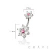 316L SURGICAL STEEL MULTI CZ FLOWER NON DANGLE BELLY BUTTON NAVEL RING 
